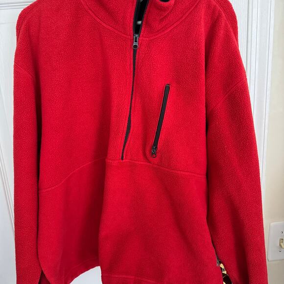 Timberland Jacket Men's Red  1/4 Zip Long Sleeve Fleece Sz XL - Picture 4 of 9